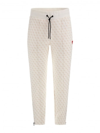 Guess Pantalone jogger logo all over bianco