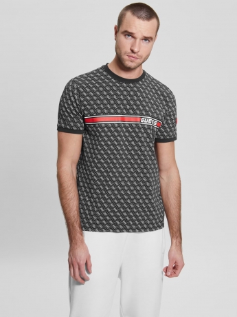 Guess T-shirt nera con logo 4g all over