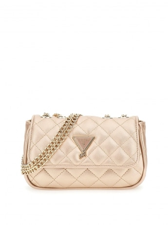 Guess borsetta bambina rosa gold a tracolla con catena e logo metallo oro