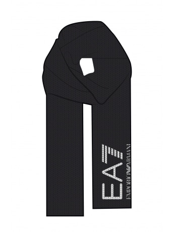 Emporio Armani SCIARPA NERA CON MAXI LOGO EA7