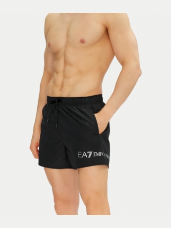 Emporio Armani costume boxer nero/bianco con logo ea7 a contrasto