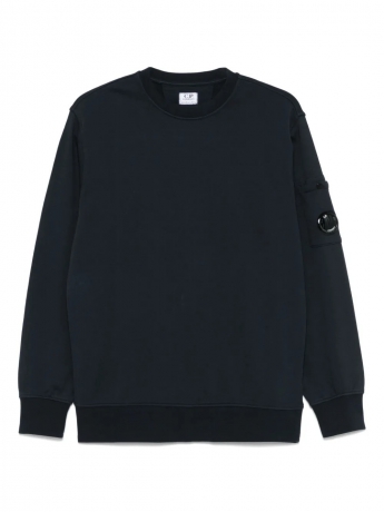 Cp Company MAGLIA KIDS/JUNIOR IN COTONE BLU CON LOGO OBLO SUL BRACCIO