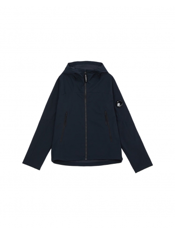 Cp Company giubbino kids/junior in soft schell blu con logo oblo