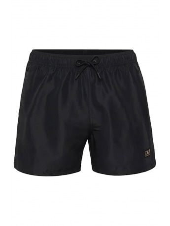 Emporio Armani costume  boxer nero con patch logo oro