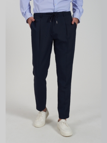 Yes Zee pantalone uomo con coulisse ed elastico blu