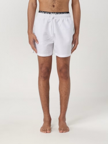 Emporio Armani costume BOXER bianco con elastico in vita logato