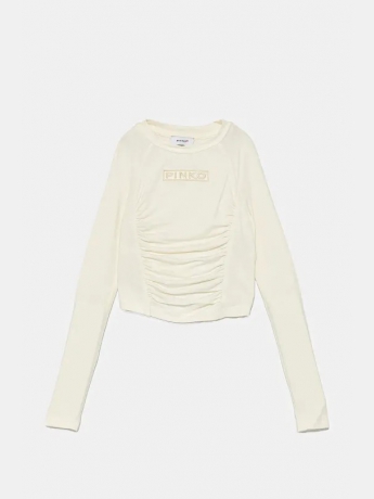Pinko T-SHIRT KIDS/JUNIOR  IN VISCOSA CON RICAMO BIANCO