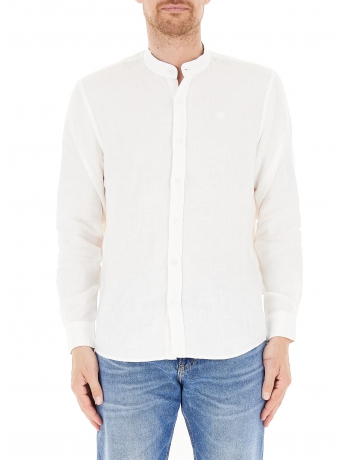 North Sails camicia collo coreano in lino bianco
