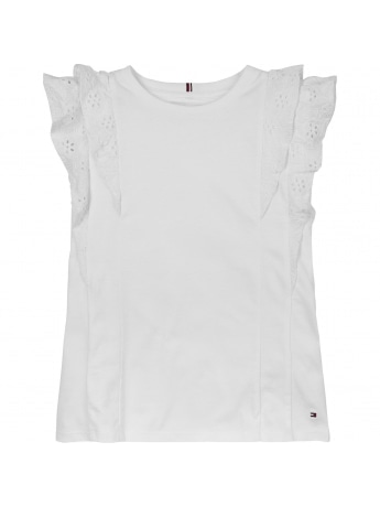 Tommy Hilfiger T-SHIRT KIDS JUNIOR BIANCA CON INSERTI IN SANGALLO