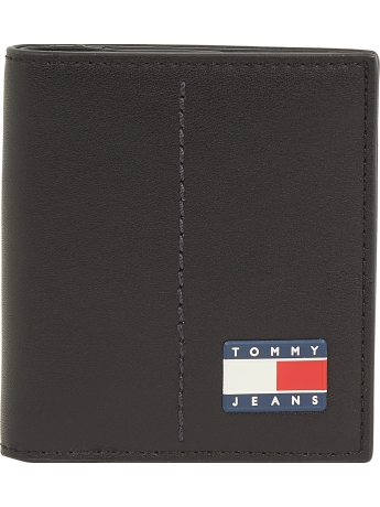 Tommy Hilfiger PORTAFOGLIO IN PELLE NERA CON PORTA MONETE E PORTA CARTE