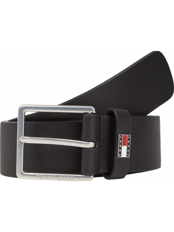 Tommy Hilfiger CINTURA  FLAG LEATHER 4.0 IN PELLE NERA CON LOGO