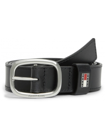 Tommy Hilfiger cintura OVAL 3.0 in pelle nera