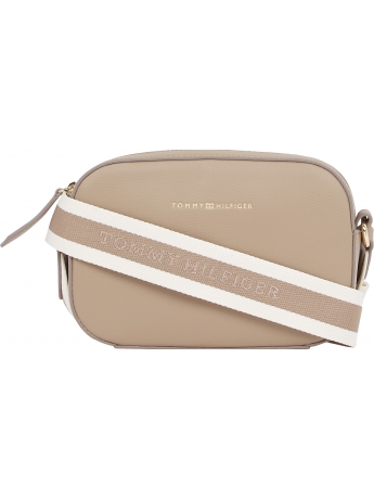 Tommy Hilfiger borsa camera beg in ecopelle beige con tracolla logata