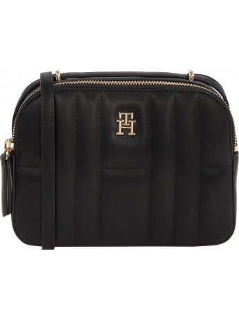 Tommy Hilfiger borsa camera bag in ecopelle nera con tracolla