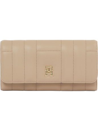 Tommy Hilfiger Portafoglio grande IN ECOPELLE BEIGE SCURO con patta TH