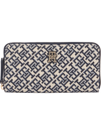 Tommy Hilfiger PORTAFOGLIO GRANDE ZIP AROUND IN TESSUTO JACQUARD FANTASIA TH