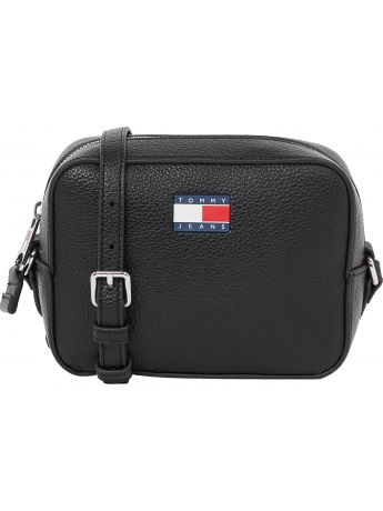 Tommy Hilfiger borsa Camera bag in ecopelle nera a tracolla con logo