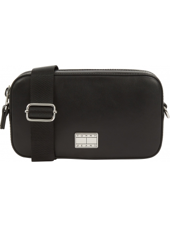 Tommy Hilfiger borsetta camera bag in ecopelle nera con placca logo