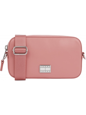 Tommy Hilfiger borsetta camera bag in ecopelle rosa con placca logo