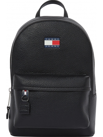 Tommy Hilfiger Zainoin ecopelle nera con finitura zigrinata e logo gommato