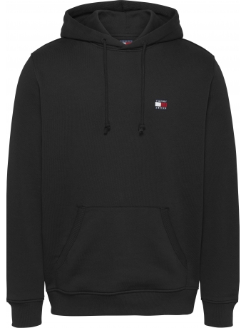 Tommy Hilfiger FELPA CON CAPPUCCIO IN COTONE NERO CON LOGO BADGE