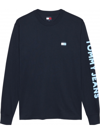 Tommy Hilfiger T-SHIRT IN COTONE BLU MANICA LUNGA CON LOGO LETTERING