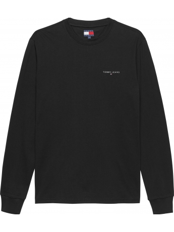 Tommy Hilfiger T-SHIRT IN COTONE NERO MANICA LUNGA CON LOGO MICRO LOGO