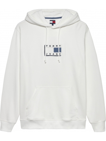 Tommy Hilfiger FELPA CON CAPPUCCIO IN COTONE BIANCO CON LOGO FRONTALE