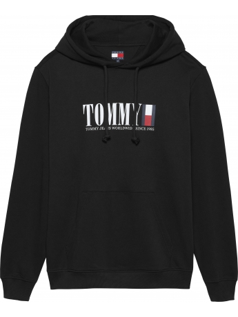 Tommy Hilfiger FELPA CON CAPPUCCIO IN COTONE NERO CON CLASSIC  LOGO
