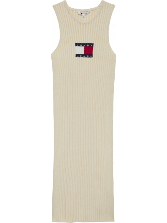 Tommy Hilfiger Mini abito IN VISCOSA BEIGE senza maniche a coste
