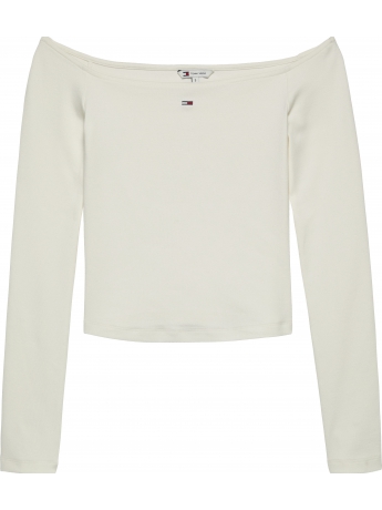 Tommy Hilfiger t-shirt in cotone bianco scollo a barca con micro logo