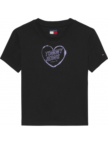 Tommy Hilfiger t-shirt in cotone nero con logo cuore