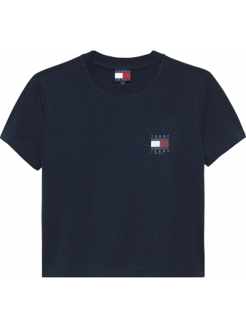 Tommy Hilfiger T-shirt in cotone blu con logo bandiera sul retro