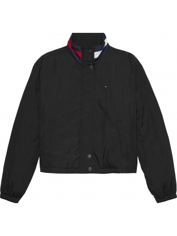 Tommy Hilfiger GIUBBOTTO IMBOTTITO IN NYLON NERO CON LOGO SUL COLLO