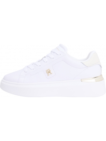 Tommy Hilfiger SNEAKERS FASHION COURT IN PELLE BIANCA CON DETTAGLI ORO  monogramma TH
