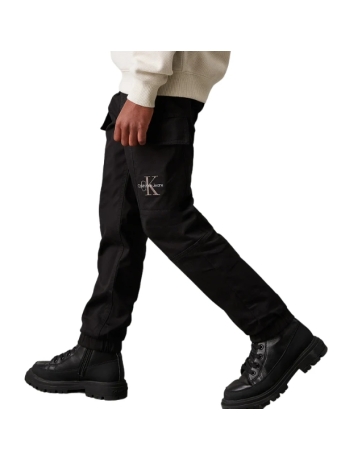 Calvin Klein PANTALONE KIDS/JUNIOR ESSENTIAL CARGO NERO