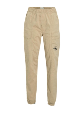 Calvin Klein PANTALONE CARGO KIDS/JUNIOR IN COTONE BEIGE E LOGO RICAMATO SULLA TASCA