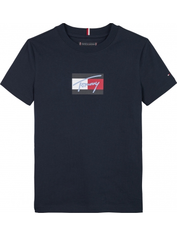 Tommy Hilfiger T-shirt kids/junior in COTONE CELESTE  con LOGO  bandierA
