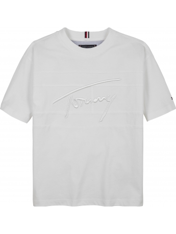 Tommy Hilfiger T-shirt KIDS/JUNIOR IN COTONE BIANCO con firma ricamata
