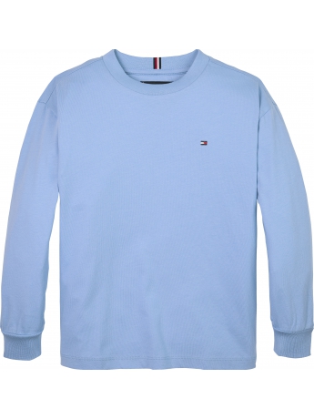 Tommy Hilfiger T-shirt KIDS/JUNIOR  IN JERSEY CELESTE a maniche lunghe con MICRO LOGO