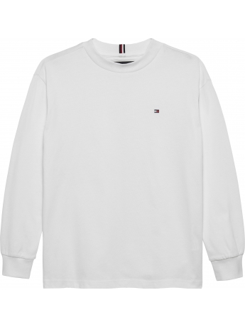 Tommy Hilfiger T-shirt KIDS/JUNIOR  IN JERSEY BIANCO a maniche lunghe con MICRO LOGO