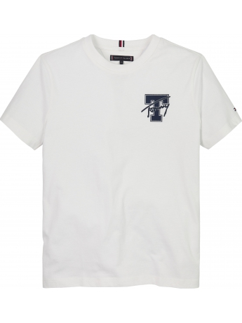 Tommy Hilfiger T-SHIRT KIDS/JUNIOR IN COTONE BIANCO a maniche corte con LOGO SUL PETTO