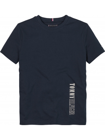 Tommy Hilfiger T-SHIRT KIDS/JUNIOR IN COTONE BLU a maniche corte con LOGO VERTICALE