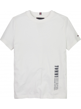 Tommy Hilfiger T-SHIRT KIDS/JUNIOR IN COTONE BIANCO a maniche corte con LOGO VERTICALE