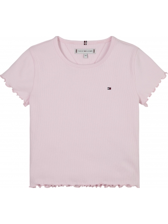 Tommy Hilfiger T-shirt JUNIOR extra slim fit a coste con ruches ROSA