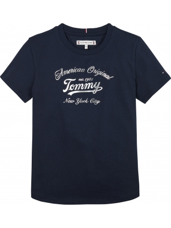 Tommy Hilfiger T-shirt KIDS/JUNIOR IN MISTO COTONE BLU CON LOGO FRONTALE