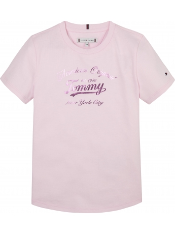Tommy Hilfiger T-shirt KIDS/JUNIOR IN MISTO COTONE BLU CON LOGO FRONTALE