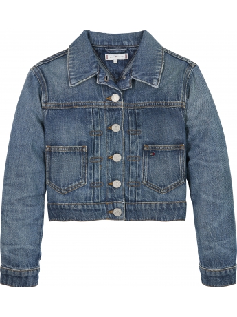 Tommy Hilfiger GIUBBOTTO IN DENIM KIDS/JUNIOR trucker con logo sul retro