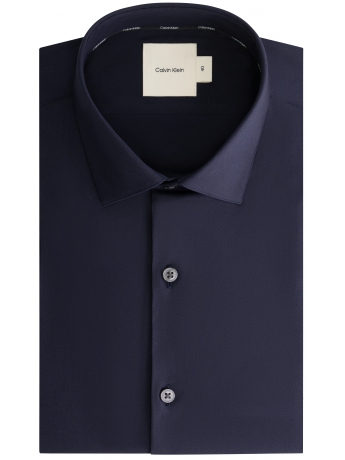 Calvin Klein CAMICIA ESSENTIAL SLIM BLU COLLO ITALIANO