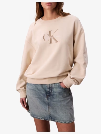 Calvin Klein felpa relaxed fit in cotone rosa chiaro con logo